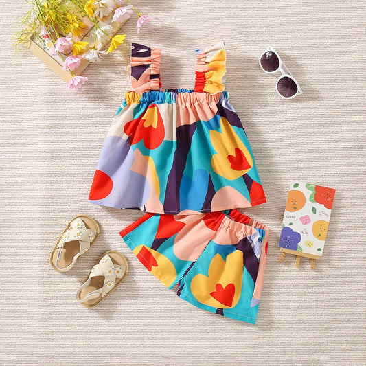 Girls' Summer Floral Set - Stylish & Comfortable