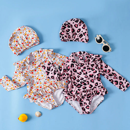 Kangobaby Girls Swimsuit - Cool Print Summer Baby Swimwear